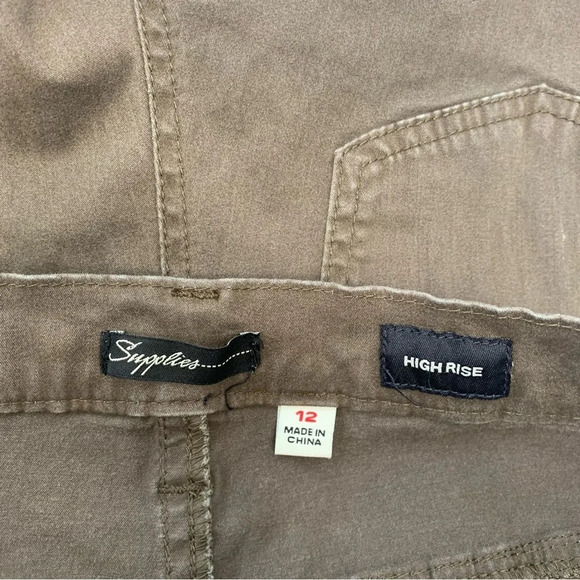 Supplies High Rise Pants Woman 12  Brown Stretch Zip Pockets  Tapered Work - Picture 6 of 11